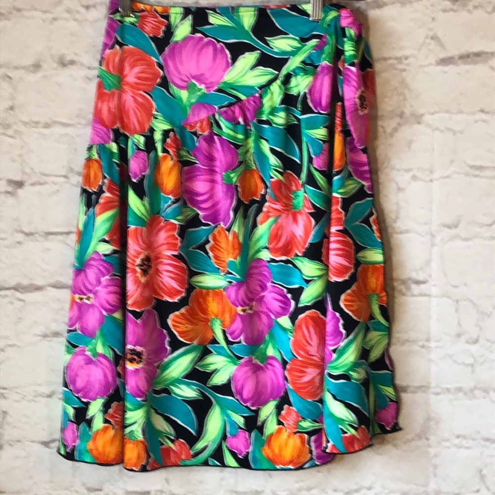 Catalina Tropical Floral Swim Coverup - Black, Purple, Red, Green